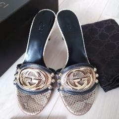 GUCCI　グッチ GGロゴ ラトルスネーク スライドヒール ミュール GUCCI グッチ GGロゴ ラトルスネーク スライドヒール ミュール