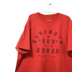 STRENGTH AND HONOR ラインストーン　メンズ　Tシャツ　レッド