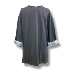 Tシャツ 半袖 七分袖 チェック柄 カジュアルシャツ 大きいサイズ ブラック