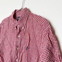 【美品】Ralph Lauren　半袖シャツ　メンズLサイズ　チェック柄　赤色のサムネイル
