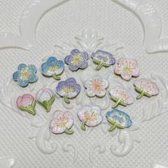 【不二玩家】アイロン 刺繍 ワッペン アップリケ お花 14枚