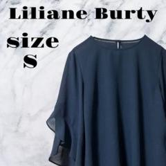 【良品】Liliane Burty トップス フレアスリーブ ネイビー 【S】