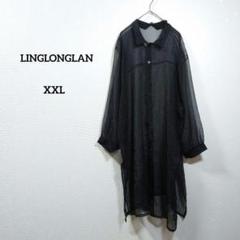 LINGLONGLAN　ブラウス　シャツ　XXL　シアーシャツ　シフォン　透け感