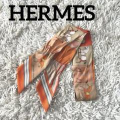 HERMES エルメス　ツイリー　オレンジ　馬85×5.5（cm） S391 HERMES エルメス ツイリー オレンジ 馬85×5.5（cm） S391 - メルカリ