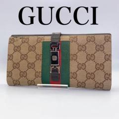 GUCCI グッチ GGキャンバス シェリーライン ジャッキー 長財布