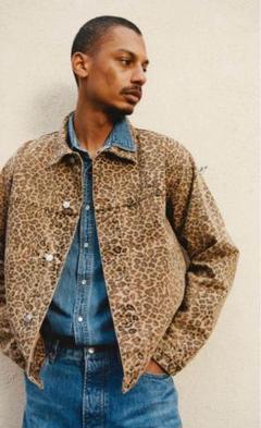 stussy TRUCKER JACKET DENIM レオパード - メルカリ