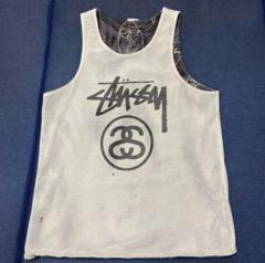 希少 新品タグ付き STUSSY タンクトップ 両面プリント 完売品 M y2k Stussy 両面プリント タンクトップ XL 白 ショーンフォントロゴ