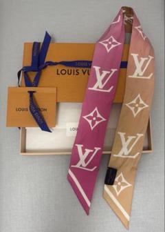 VUITTON ナノバンドー LVオーロラ フューシャ シルク スカーフ