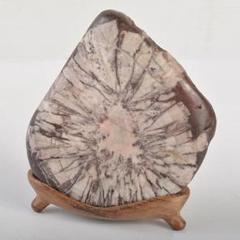 にの　鑑賞石　菊花石　置物　重さ約3019g　唐木台付　C　R6678 天然石 鑑賞石 菊花石 置物 重さ約1.7kg 唐木台付 V R6819の通販