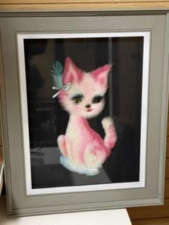 昭和レトロ 文化刺繍 松鳩文化刺繍 猫 仔猫 刺繍画 刺繍アート