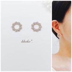 no.121 再販♡クリスタル ビジューのリースピアス or イヤリング