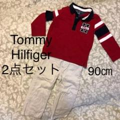 トミー ヒルフィガー⭐85-90㎝ 赤ラガーシャツ2点セット