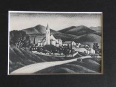 長谷川潔、ロエの村道、厳選、希少画集・額装画、新品高級額 額装付 長谷川潔、ロエの村道、厳選、希少画集・額装画、新品高級額