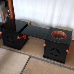 茶道具 御園棚 立礼棚 裏千家 淡々斎好写 丸炉 電熱器 畳み椅子