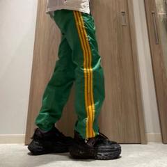 adidas 80s デサント L 緑 y2k 3本線 ジョガー ナイロンパンツのサムネイル