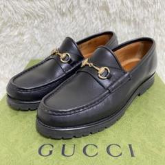 【美品】GUCCI ホースビットローファー ブーツ 黒 金 35 ラグソール GUCCI グッチ ローファー 577236 DS800 レディース レザー