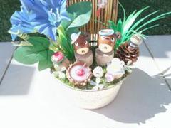 ✾どんぐりアート　夏の風景　リメ缶オブジェ✾　流木　朝顔　風鈴　スイカ　ビール