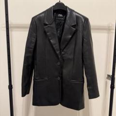 ZARA 黒 レザージャケット EUR XS オーバーサイズブレザー　ブラック
