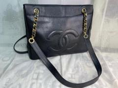 CHANEL シャネル チェーンショルダー トートバッグ キャビアスキン 163