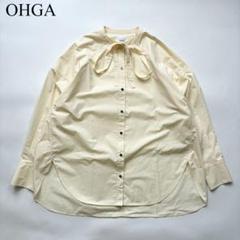OHGA オオガ ボウタイ シャツ 22年 イエロー コットン リボン ブラウス