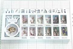 【2個セット】新生児フォトフレーム 白と青
