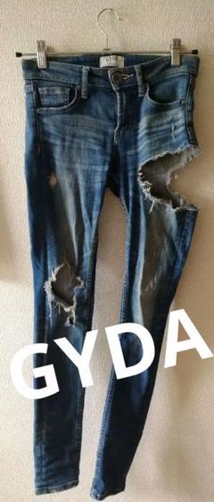GYDA　ダメージスキニーデニム　ジェイダ　ブルー　サイドダメージ