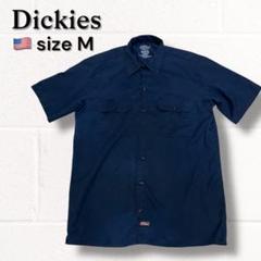 N-3756 Dickies アメリカ古着 ワークシャツ 半袖シャツ M 無地紺 f71bb3a2721dc35ec0d336a4646627