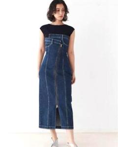✨美品✨ラグナムーン❣️デニムアシンメトリーベアワンピース　インディゴ　S