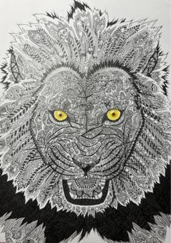 ライオン　動物ペン画No.14 m86414240117_1.jpg?1732012010