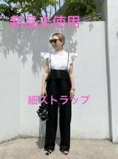 St.cecilia 細ストラップ フリル サロペット ブラック girlish St.cecilia one piece – GIRLISH