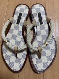 LOUIS VUITTON チェック柄トングサンダル　ダミエ LOUIS VUITTON ヴィトン ダミエ柄サンダル - メルカリ