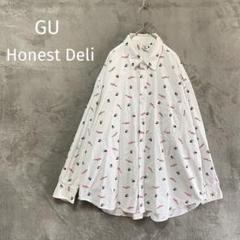 GU Honest Deli/長袖シャツ/L/総柄 ビックシルエット