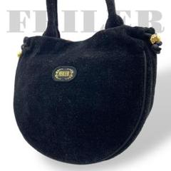 極美品　フェイラー　ハンドバッグ　巾着　花柄　黒　ブラック
