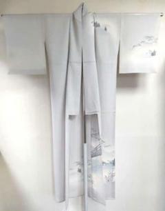 【夏訪問着】 絽/薄灰/風景/正統派のお出かけ着/身丈166cm/裄丈66cm 夏訪問着】 絽/薄灰/風景/正統派のお出かけ着/身丈166cm/裄丈
