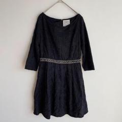 べべジュアール ミニ ワンピース コットンレース ビジュー 七分袖 きれいめ M