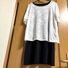 ノースリーブワンピース　ワンピース　半袖　重ね着チュニック　Ｌ