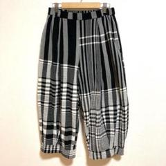 芽風　サルエルパンツ 黒白ストライプ チェック柄サイドポケット日本製38綿100 芽風 サルエルパンツ 黒白ストライプ チェック柄サイドポケット