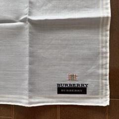未使用 BURBERRYハンカチ 綿麻 バーバリー 刺繍 リネン コットン