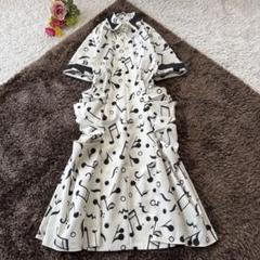 ヒロココシノ 小付き音符アートドレス ロングワンピース フロントジップ 38