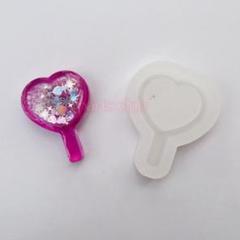 #0296シリコンモールド　うちわ　ハート　シェイカー　キーホルダー　レジン