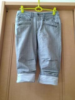 ストライプ柄 ロールアップショートパンツ