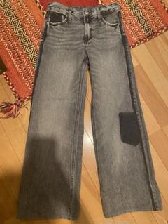 ZARA グレーデニム パッチワーク風