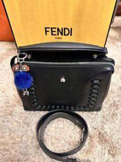 Fendi ブラック ドットコムショルダーバッグ ファーキーホルダー付き