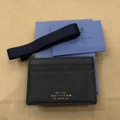 美品 スマイソン カードケース 名刺入れ ネイビー ボルドー レザー 新品 コンパクト カード パスケースSMYTHSON スマイソン