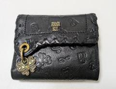 【新品未使用】アナスイ　ダリア　バタフライチャーム　がま口　レザー　かぶせ長財布 ANNA SUI ダリア 二つ折り財布 箱付き アナスイ がま口