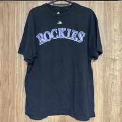 海外古着 majestic MLB ロッキーズ ROCKIES 野球 黒T
