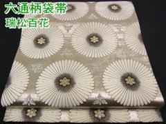 【W408】厳選逸品 振袖可 蝶の幻想 ベージュ地 六通高級正絹美術袋帯新品同様