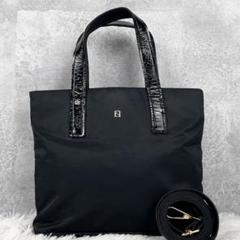 極美品 FENDI ナイロン 2way ショルダーバッグ FFロゴ 金具 黒