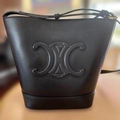 CÉLINE ブラックレザーショルダーバッグ