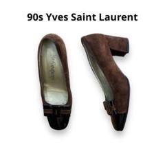 1990s Yves Saint Laurent スウェード　ヒール　パンプス 1990s Yves Saint Laurent スウェードヒールパンプス